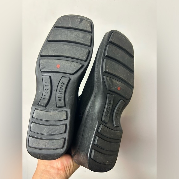 STUART WEITZMAN BLACK CHUNKY Y2K Sherpa Made in Spain Minimalist Black Booties 6 - Picture 10 of 13